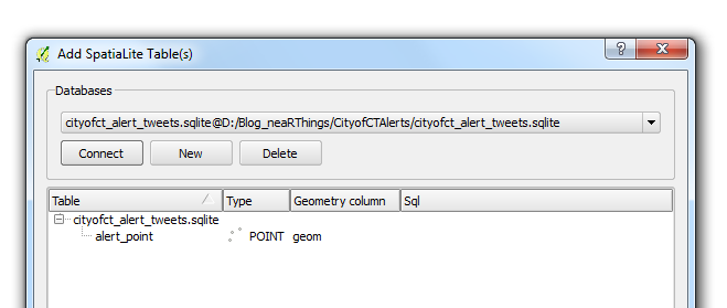 Add SpatiaLite table in QGIS