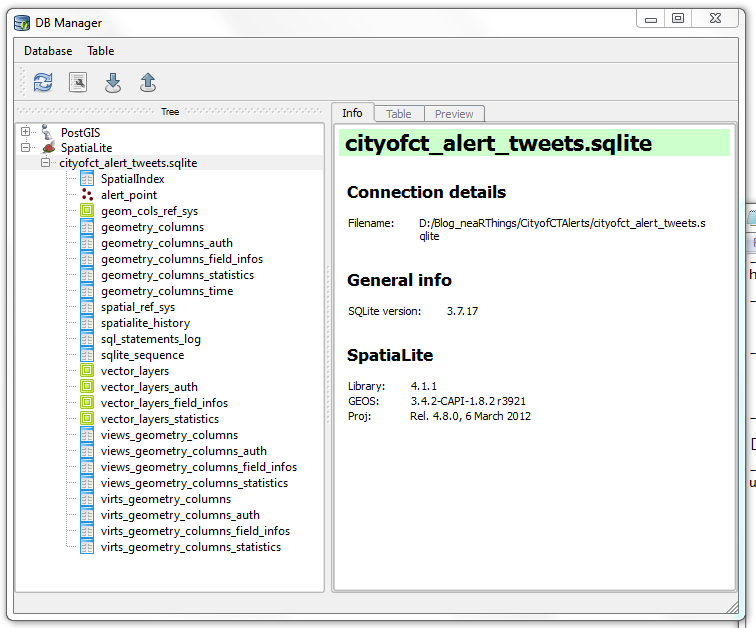SpatiaLite in DB Manager